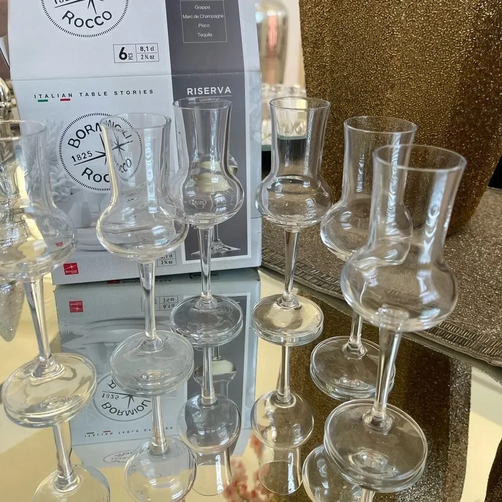 Bormioli Rocco Set of 6 Riserva Grappa Glasses - 2.75 oz.